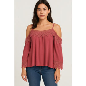 Romantic Pink Dusty Rose Fairy Coquette Dainty Top XL Crochet Boho Whimsical